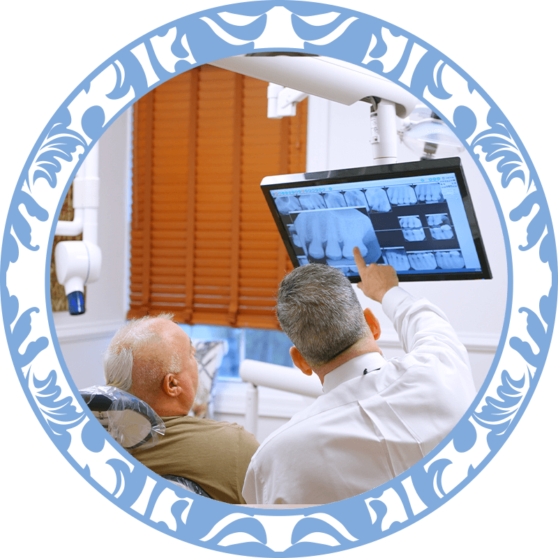patient and doctor going over dental procedure information